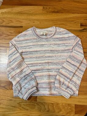 Madewell Multicolor Striped Crewneck Sweater - Cream, Pink, Blue